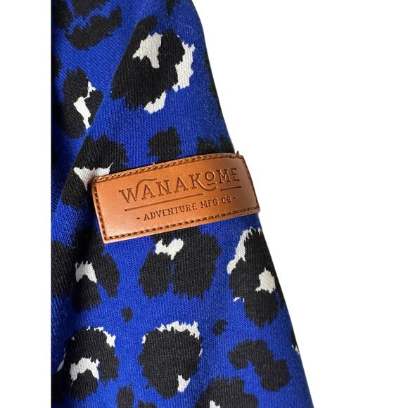 *SOLD* Wanakome Leopard Print Hoodie Blue Black Cozy Fleece Lined XL Gorpcore - Picture 6 of 12